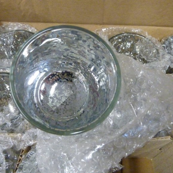 Set of 3 Silver Mercury Glass Votive Tealight Candle Holders, Shiny and New - Picture 4 of 5